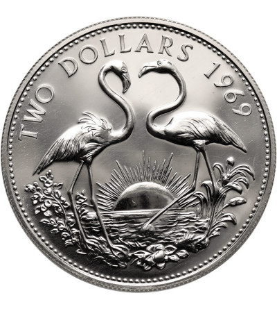 Bahamas, Elizabeth II (1952-2022). 2 Dollars 1969, two flamingos - Proof