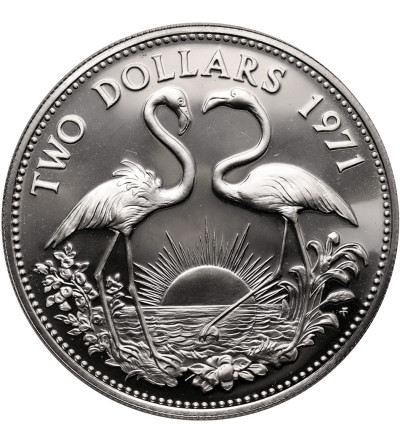 Bahamas, Elizabeth II (1952-2022). 2 Dollars 1971, two flamingos - Proof