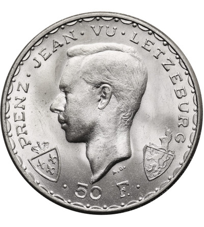 Luxembourg. 50 Francs 1946, 600th Anniversary of the Death of John the Blind at the Battle of Crécy