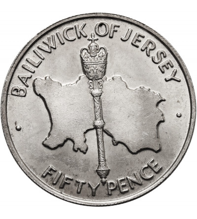 Jersey. 50 Pence 1972, 25th Wedding Anniversary of Queen Elizabeth II and Prince Philip