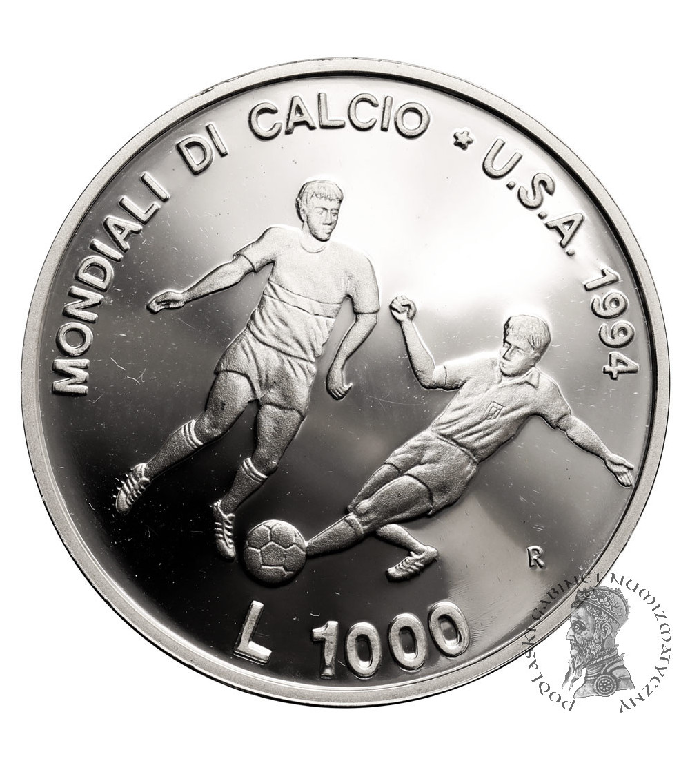 San Marino. 1000 Lire 1994, World Cup 1994, United States - Proof