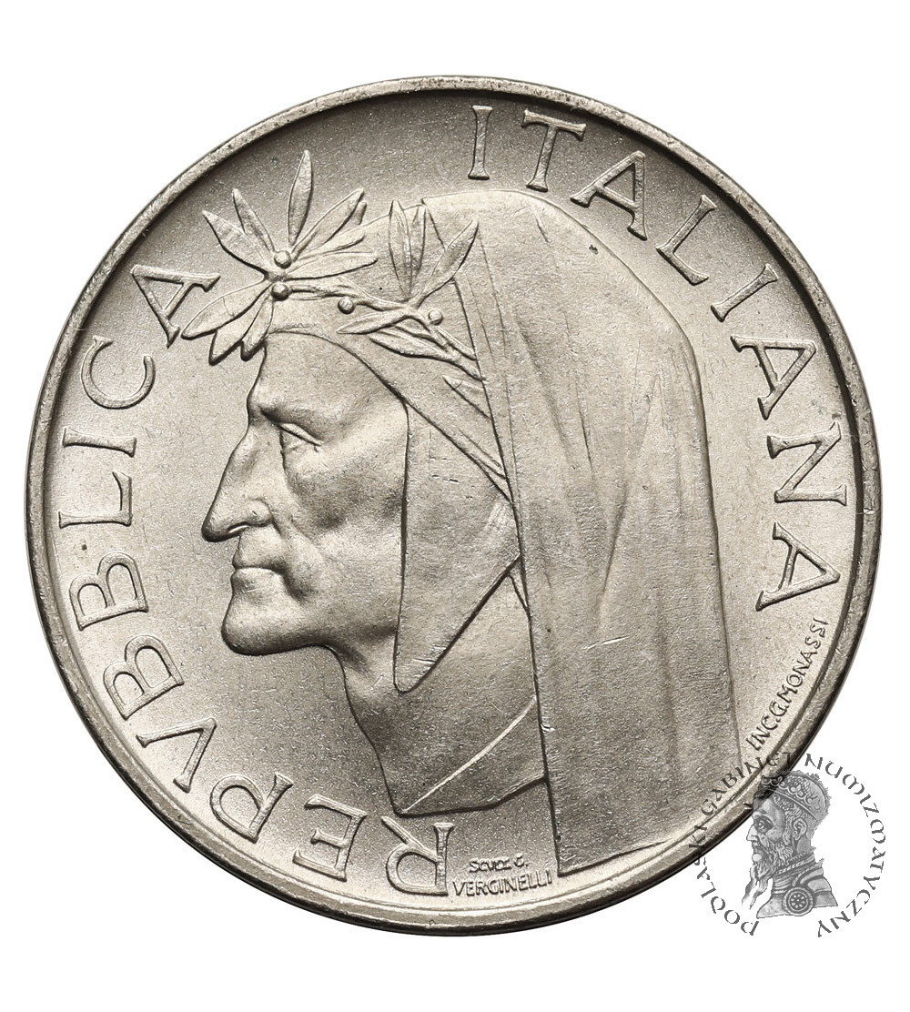 Italy. 500 Lire 1965, 700th Anniversary of the Birth of Dante Alighieri