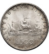 Italy. 500 Lire 1966, Ships of Christopher Columbus, Nina, Pinta and Santa Maria