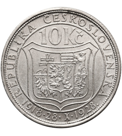 Czechoslovakia. 10 Korun 1928, 10th Anniversary of Independence