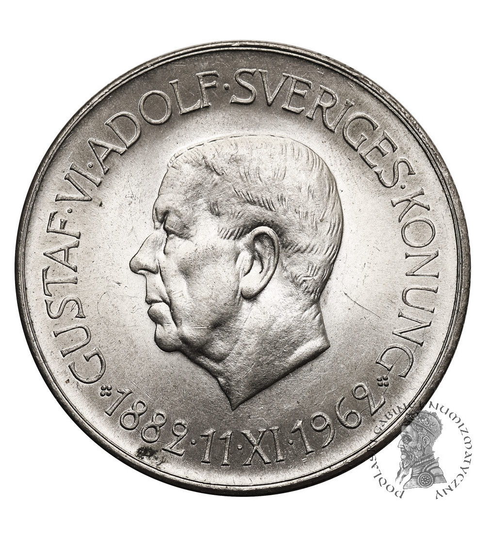 Sweden. 5 Kronor 1962, 80th Birthday Anniversary of Gustav VI Adolf