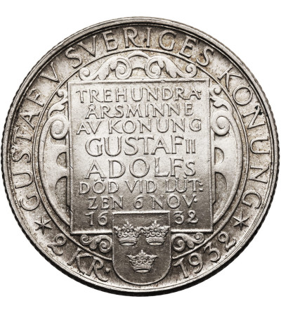 Sweden. 2 Kronor 1932, 300th Anniversary of the death of Gustaf II Adolf in Lützen