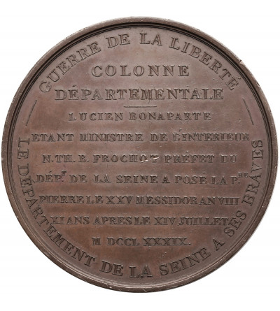 Francja. Napoleon I Bonaparte, medal 1800 upamiętniający Kolumnę Honorową Departamentu Sekwany