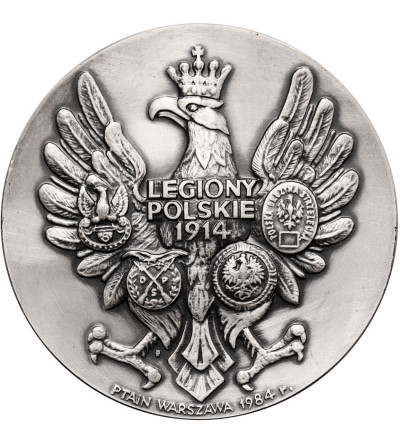 Polska, PRL (1952–1989). Medal 1984, Niepodległość Polski 11 listopada 1918 r., Józef Piłsudski, Legiony Polskie 1914