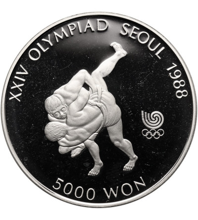 Korea Południowa. 5000 won 1988, XXIV Igrzyska Olimpijskie w Seulu, Koreańskie Zapasy - Proof