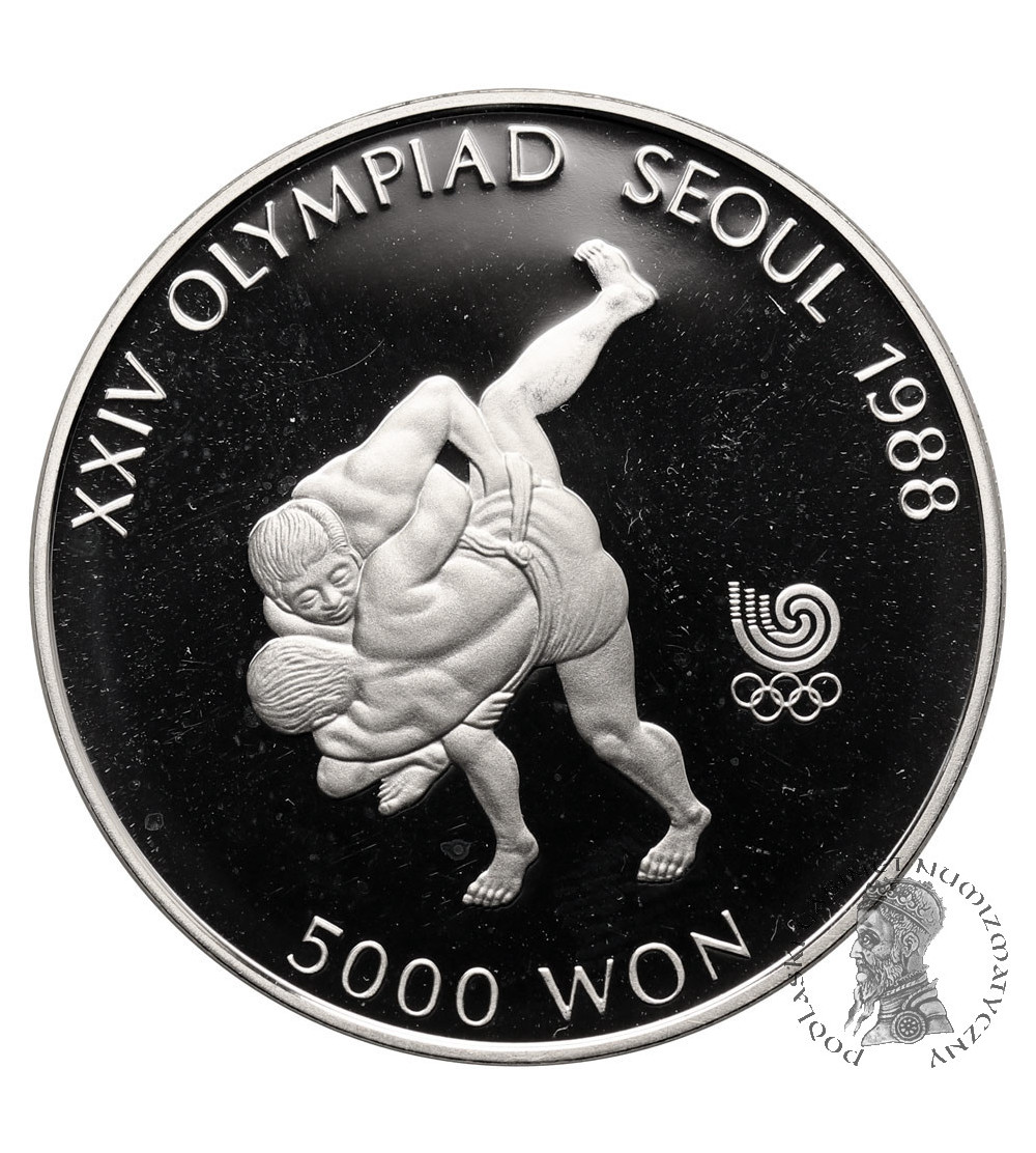 Korea Południowa. 5000 won 1988, XXIV Igrzyska Olimpijskie w Seulu, Koreańskie Zapasy - Proof