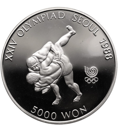 South Korea. 5000 Won 1988, XXIV Seoul Olympic Games, Korean Wrestling - Proof