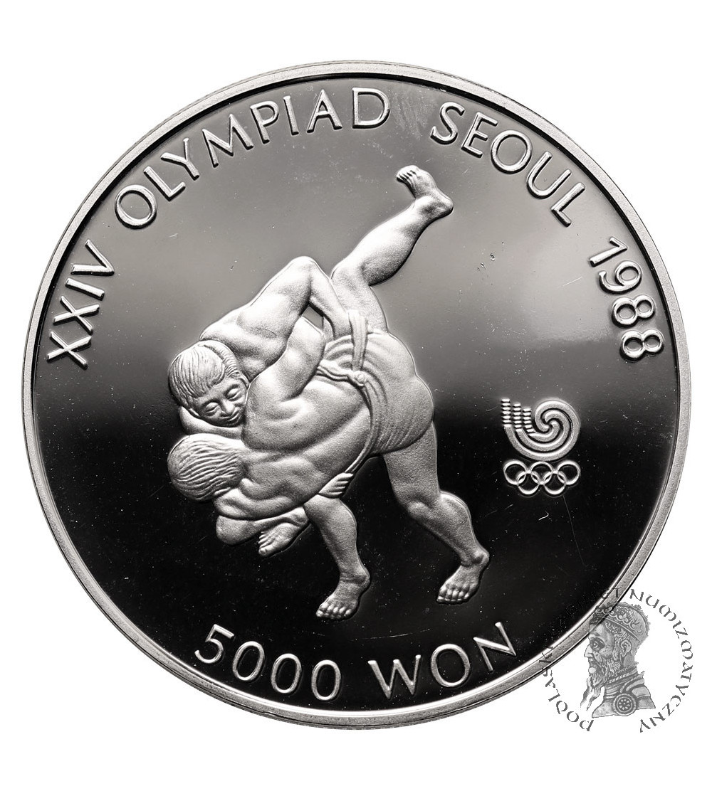 Korea Południowa. 5000 won 1988, XXIV Igrzyska Olimpijskie w Seulu, Koreańskie Zapasy - Proof