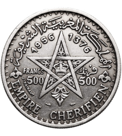 Maroko, Sułtan Mohammed V (1955-1957). 500 franków AH 1376 / 1956 AD