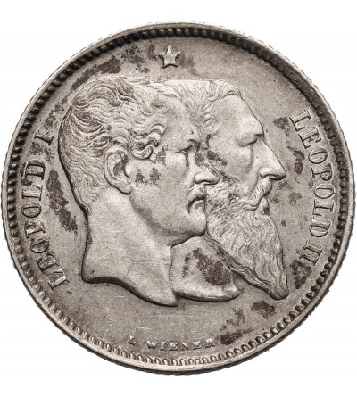 Belgia, Leopold II (1865-1909). 1 frank 1880, Pięćdziesiąt Lat Niepodległości Belgii