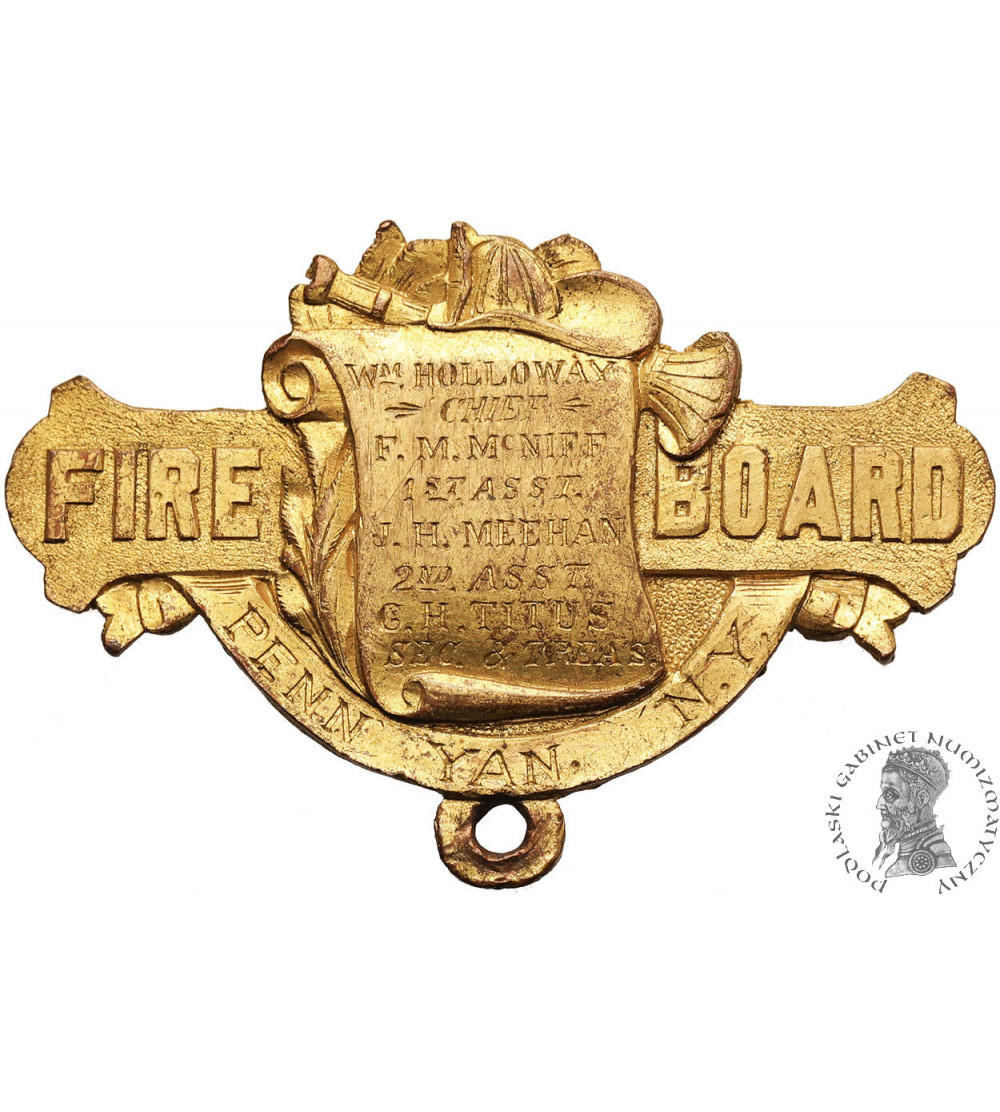 USA, Penn Yan, New York State. Fire Brigade Council badge pendant / mount