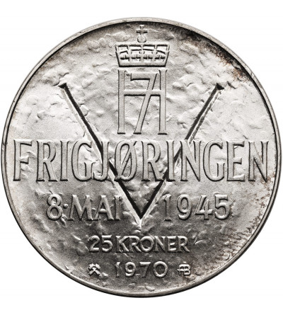 Norway, Olav V (1957-1991). 25 Kroner 1970, 25th Anniversary of the Liberation of Norway