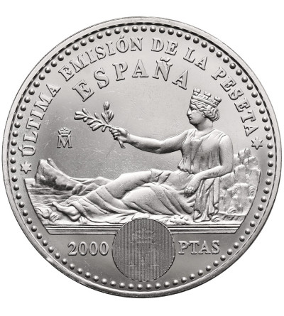 Spain, Juan Carlos I (1975 - 2014). 2000 Pesetas 2001, Last Issue of Peseta, Face Value Exchange Series