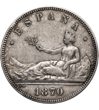 Hiszpania, Rząd Tymczasowy (1868-1871). 5 Pesetas 1870 (70) SN-M