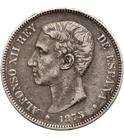 Hiszpania, Alfonso XII (1874-1885). 5 Pesetas 1875 (75) DE-M