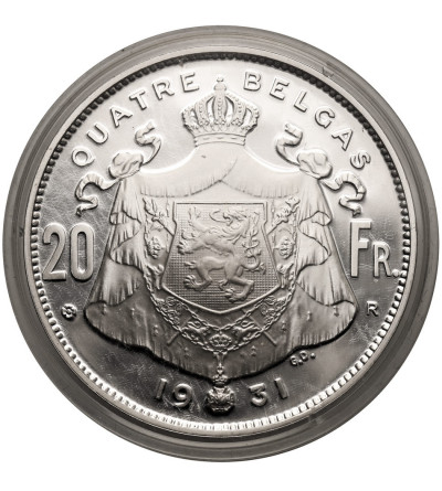 Belgium, Albert I of Belgium (1909-1934). 20 Francs 1931, Official Restrike - Proof