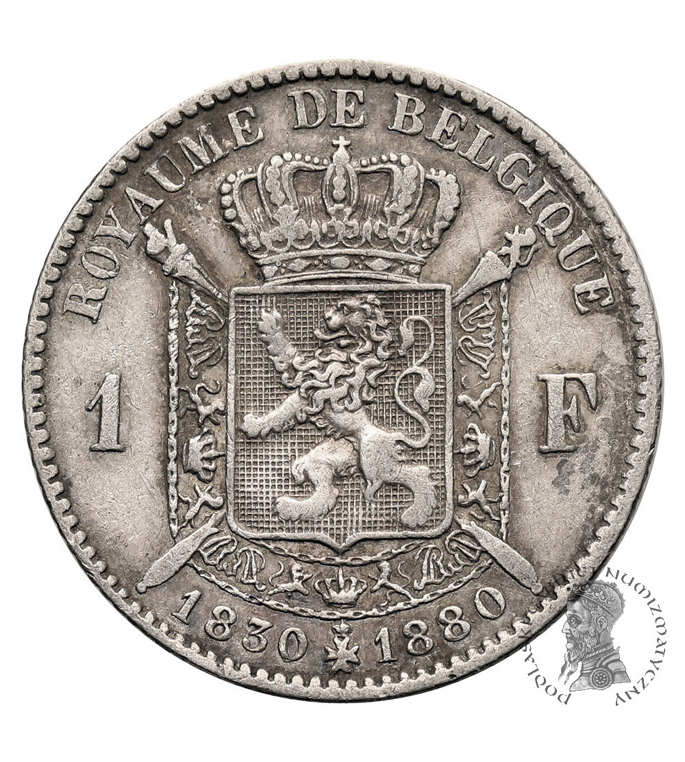 Belgia, Leopold II (1865-1909). 1 frank 1880, Pięćdziesiąt Lat Niepodległości Belgii