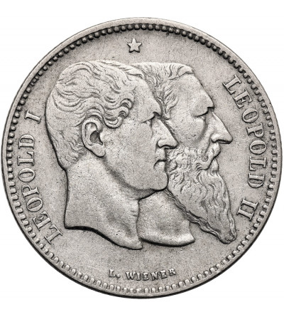 Belgia, Leopold II (1865-1909). 2 franki 1880, Pięćdziesiąt Lat Niepodległości Belgii