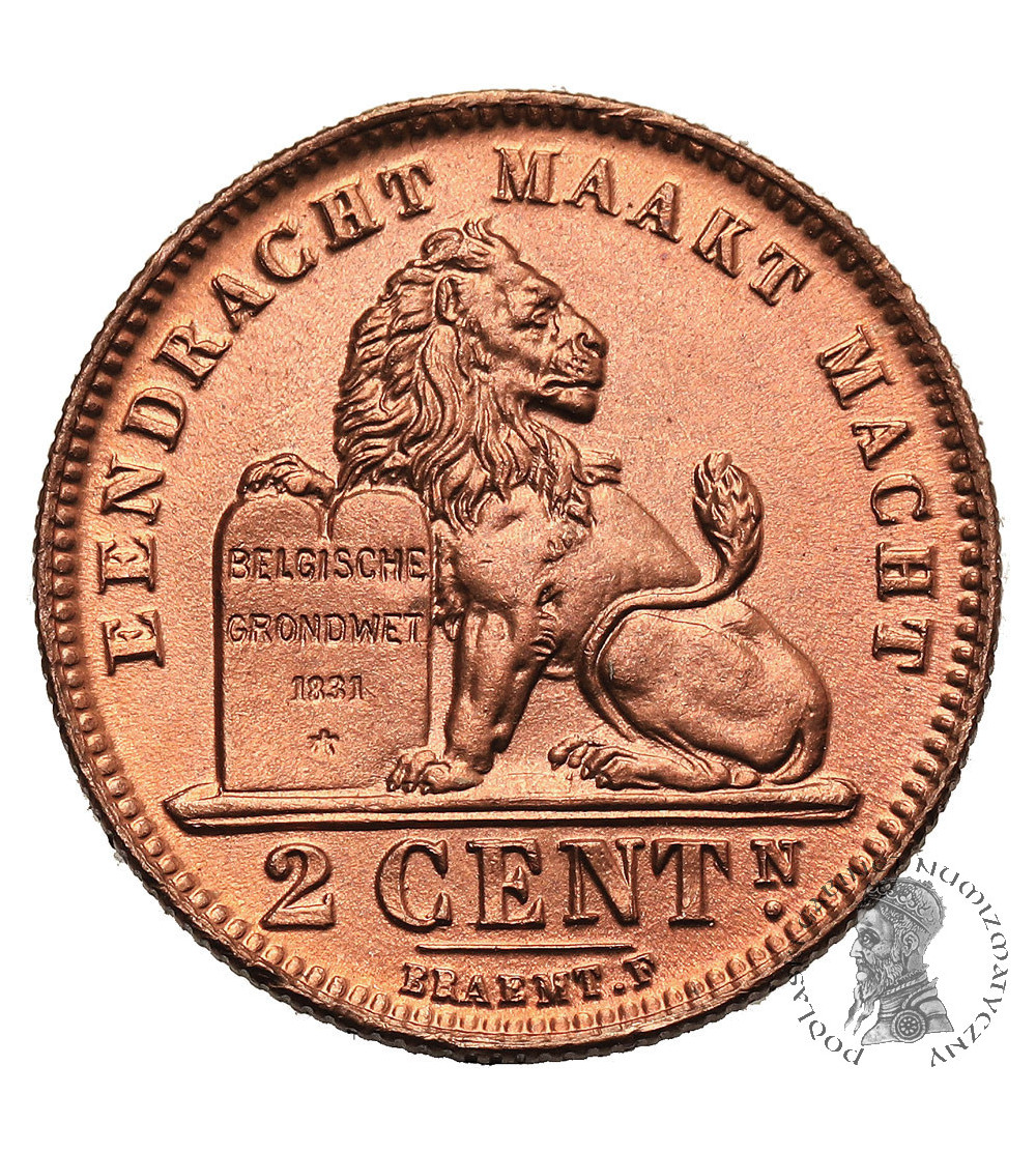 Belgium, Albert I (1909-1934). 2 Centimes 1911, DER BELGEN