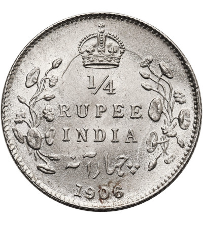 India-British (British India), Edward VII (1901-1910). 1/4 Rupee 1906 (c), Calcutta