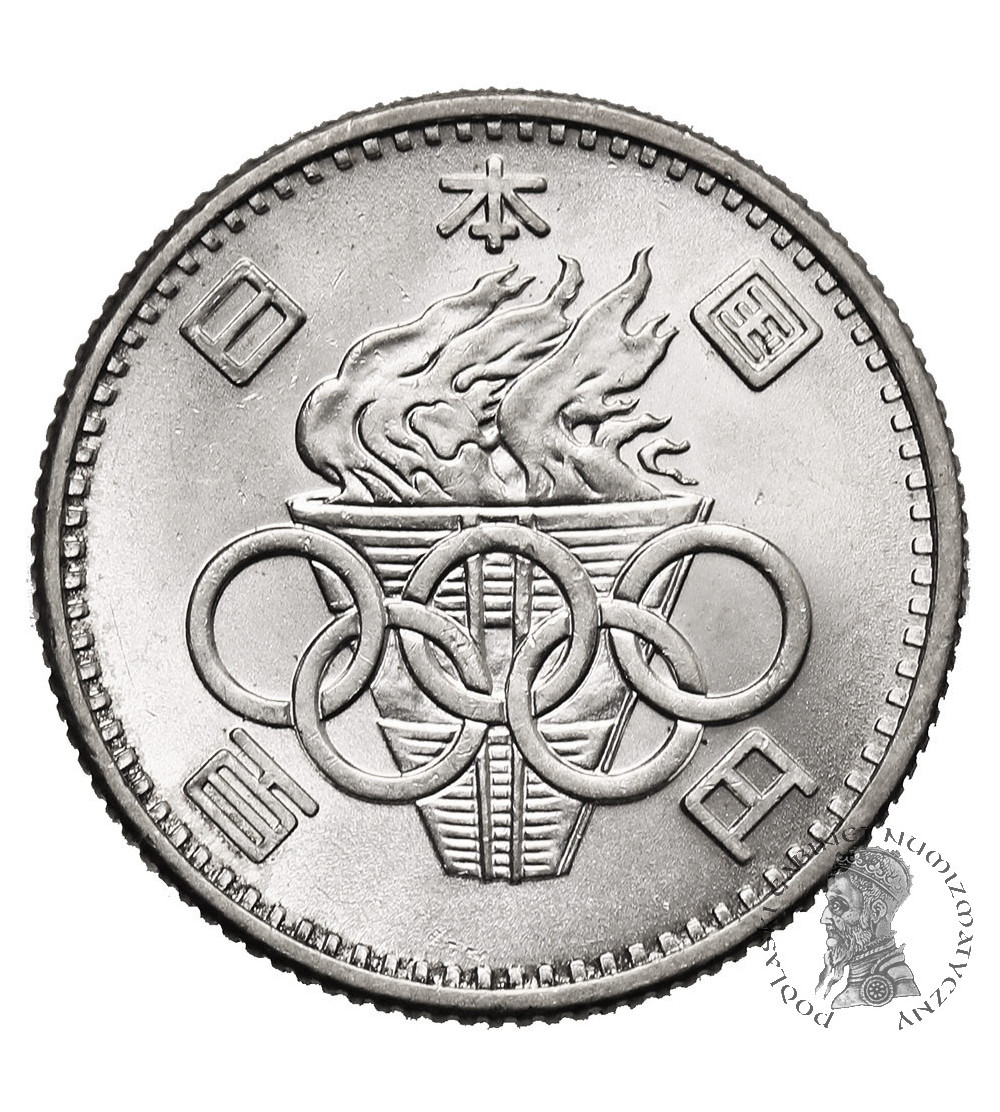 Japonia, Shōwa (1926-1989). 100 Yen, rok 39 / 1964 AD, XVIII Letnie Igrzyska Olimpijskie, Tokio 1964