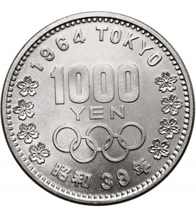 Japonia, Shōwa (1926-1989). 1000 Yen, rok 39 / 1964 AD, XVIII Letnie Igrzyska Olimpijskie, Tokio 1964