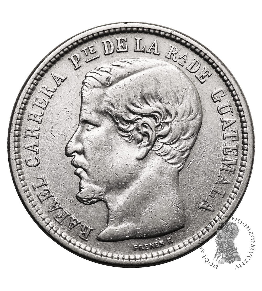 Guatemala, Rafael Carrera. 1 Peso 1864 R