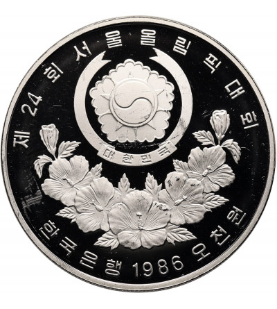 South Korea, Republic (since 1948). 5000 Won 1986, XXIV Seoul Olympic Games 1988, Tug of War - Proof