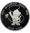 South Korea, Republic (since 1948). 5000 Won 1986, XXIV Olympic Games, Seoul 1988, Tiger Mascot - Proof