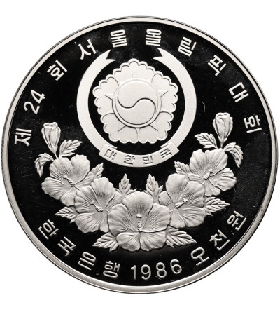 South Korea, Republic (since 1948). 5000 Won 1986, XXIV Olympic Games, Seoul 1988, Tiger Mascot - Proof