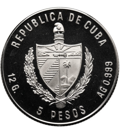 Cuba, Second Republic (since 1959). 5 Pesos 1983, XXIII Olympic Games, Los Angeles 1984, Judo - Proof