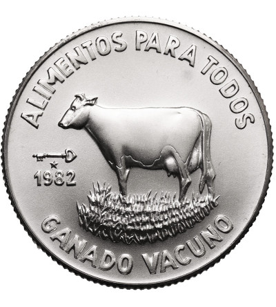 Cuba, Second Republic (since 1959). 5 Pesos 1982, F.A.O. (Cattle)