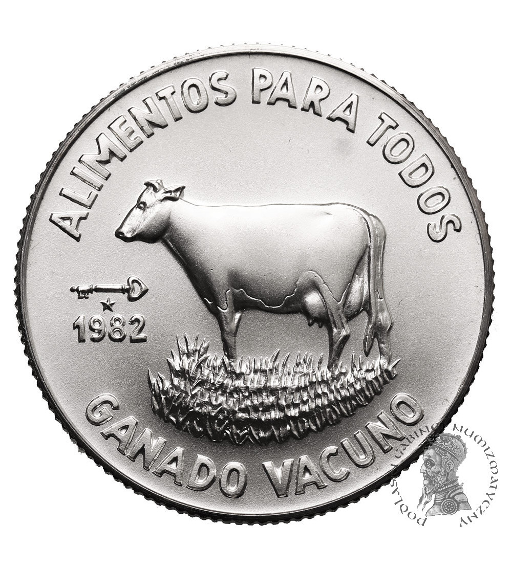 Cuba, Second Republic (since 1959). 5 Pesos 1982, F.A.O. (Cattle)