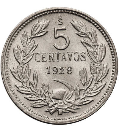 Chile, Republic. 5 Centavos 1928, Condor