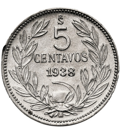 Chile, Republic. 5 Centavos 1938, Condor