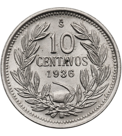 Chile, Republic. 10 Centavos 1936, Condor