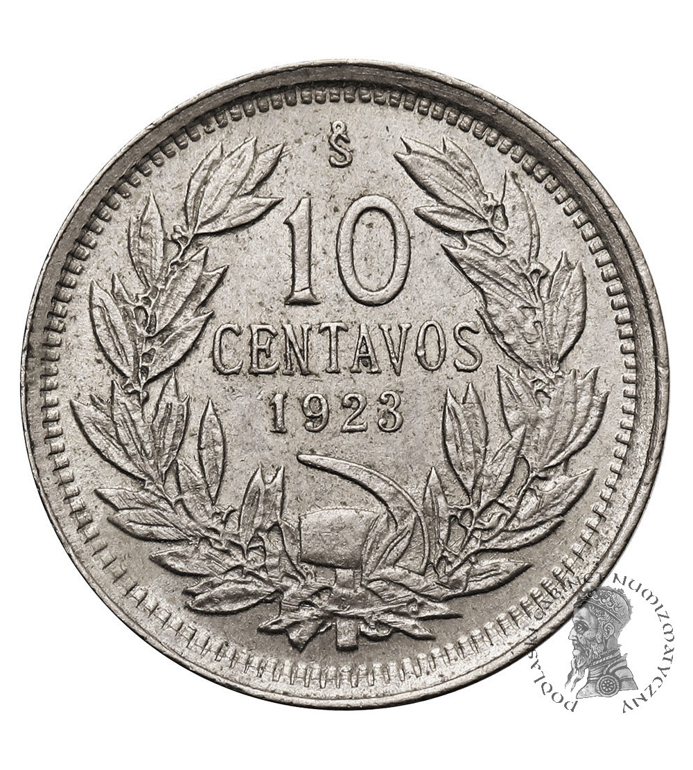 Chile, republika. 10 Centavos 1923, kondor