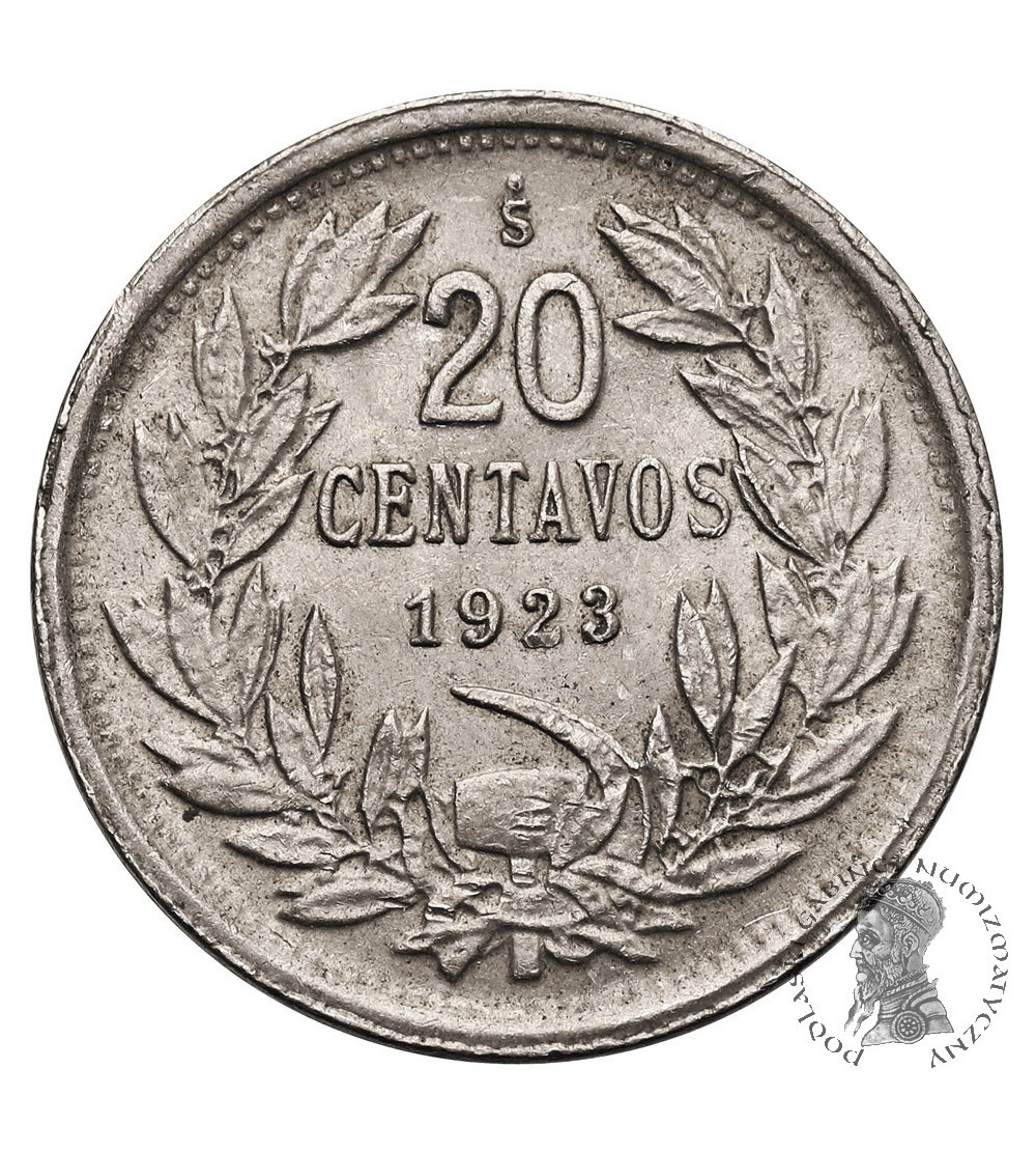Chile, Republic. 20 Centavos 1923, Condor