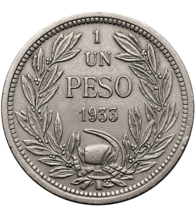 Chile, Republic. 1 Peso 1933, Condor