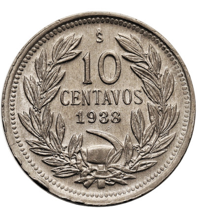 Chile, Republic. 10 Centavos 1938, Condor