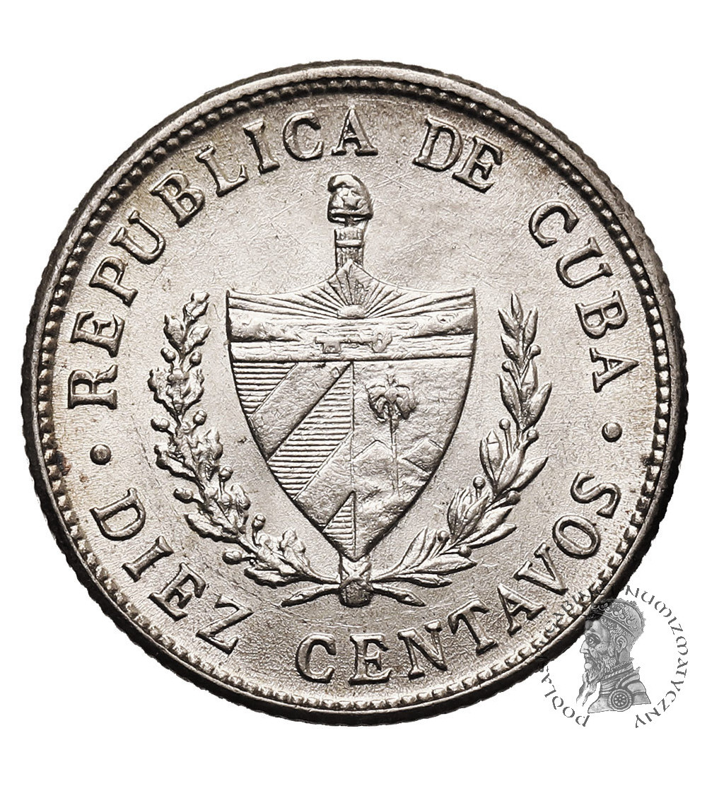 Cuba, First Republic (1902-1962). 10 Centavos 1949, Philadelphia