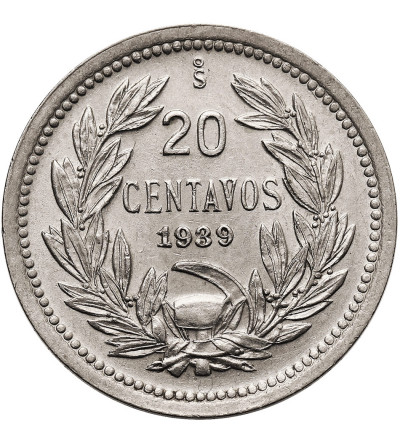 Chile, republika. 20 Centavos 1939, kondor