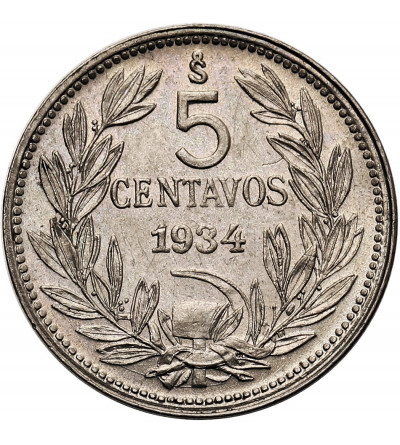 Chile, Republic. 5 Centavos 1934, Condor