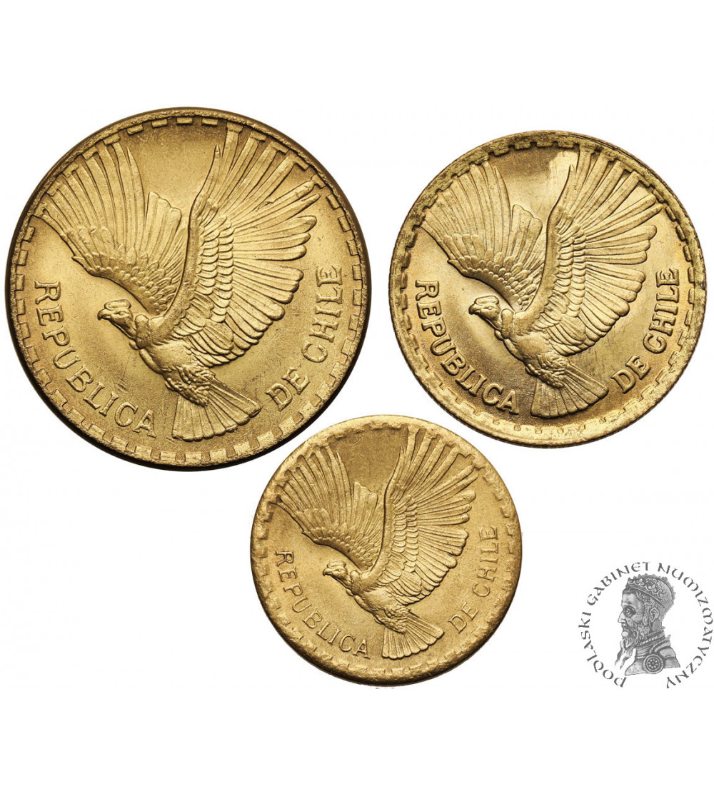 Chile, Republic. Set: 2, 5, 10 Centavos 1966, Condor - 3 pcs.