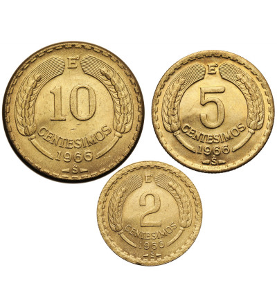 Chile, Republic. Set: 2, 5, 10 Centavos 1966, Condor - 3 pcs.