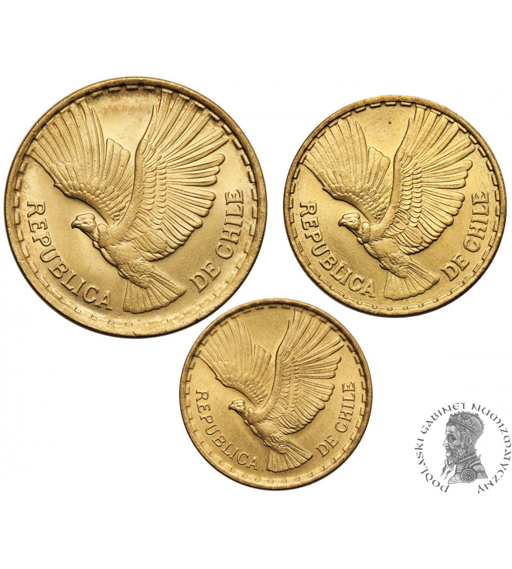 Chile, Republic. Set: 2, 5, 10 Centavos 1969, Condor - 3 pcs.